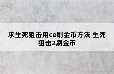 求生死狙击用ce刷金币方法 生死狙击2刷金币